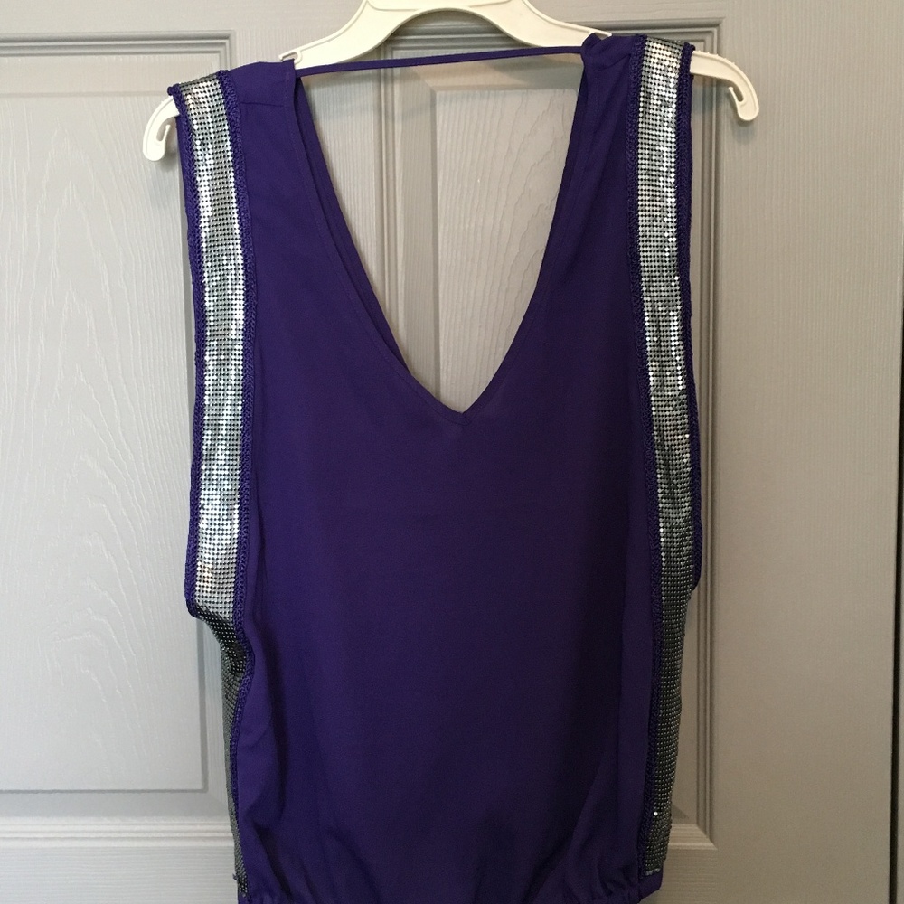 2B Bebe purple and silver sleeveless top